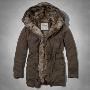 New A&F 3-1 Faux Fur Parka
